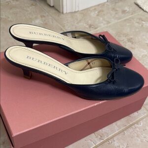 Burberry Navy Leather Mule